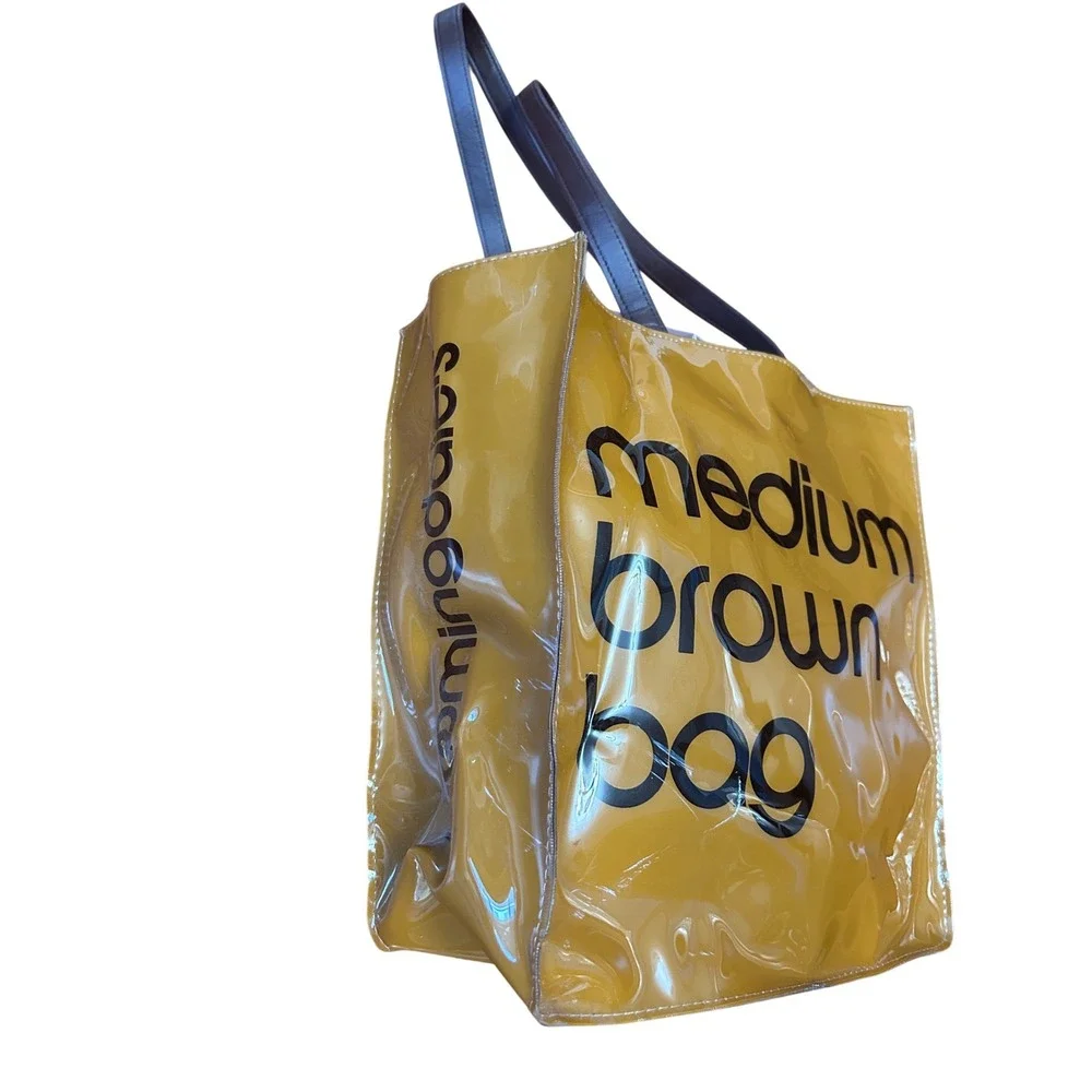 Bloomingdales Medium Brown Bag Tote Shopper‎ PVC Clear Vinyl Tote Bag